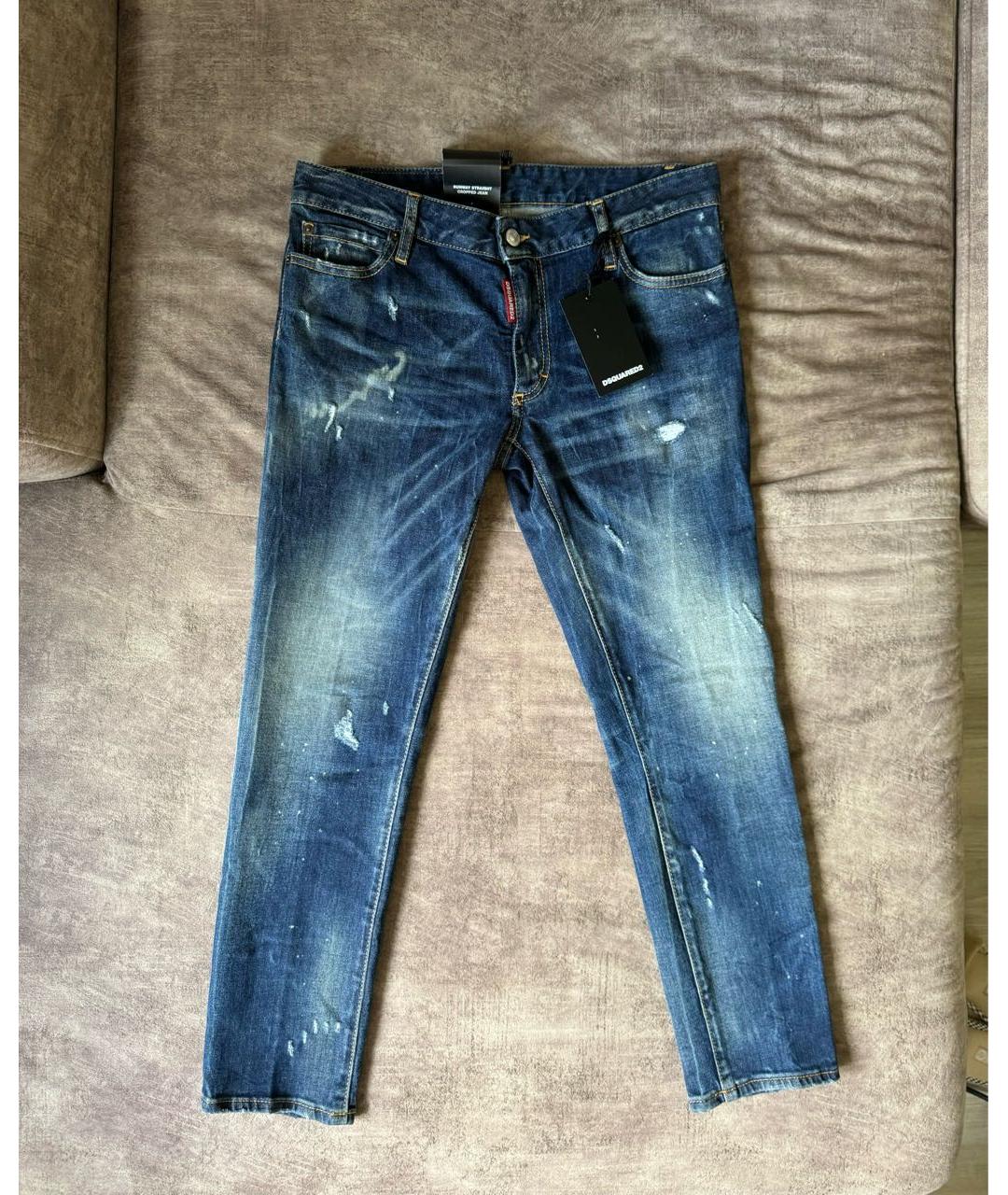 DSQUARED2 Синие хлопко-эластановые джинсы слим, фото 7
