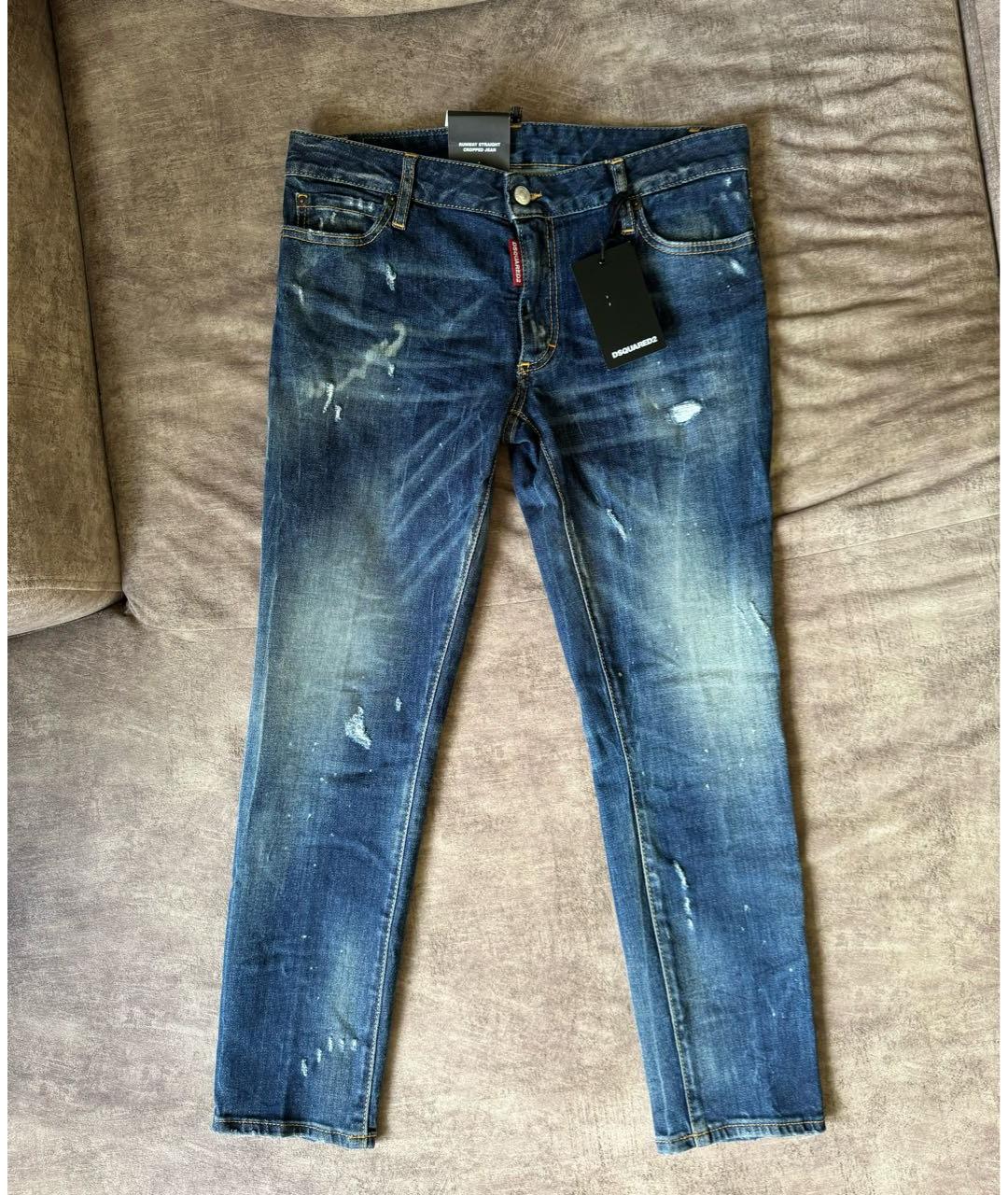 DSQUARED2 Синие хлопко-эластановые джинсы слим, фото 8