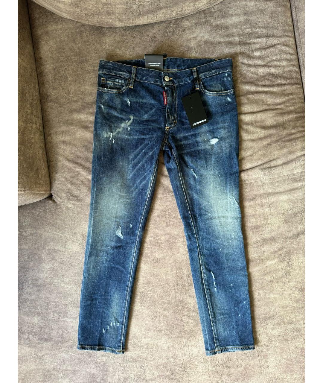 DSQUARED2 Синие хлопко-эластановые джинсы слим, фото 9