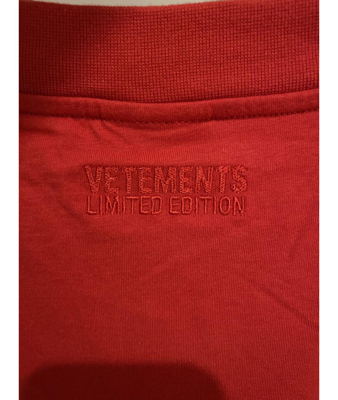 VETEMENTS Красная хлопковая футболка, фото 4
