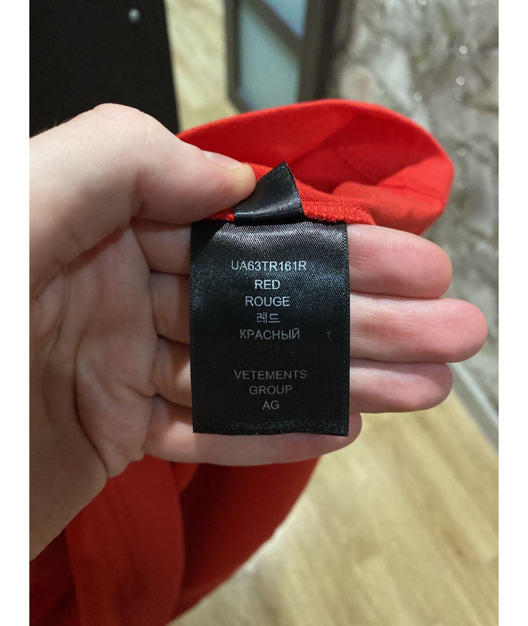 VETEMENTS Красная хлопковая футболка, фото 7
