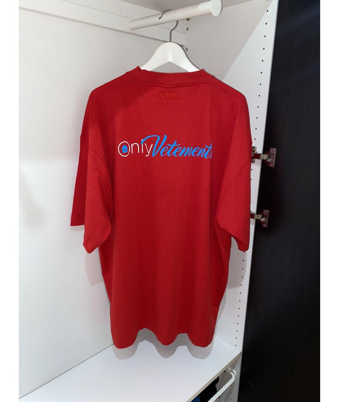 VETEMENTS Красная хлопковая футболка, фото 2