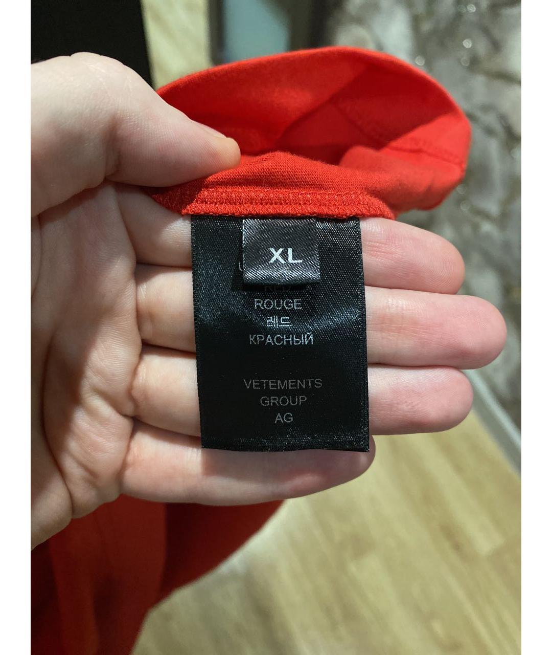 VETEMENTS Красная хлопковая футболка, фото 6