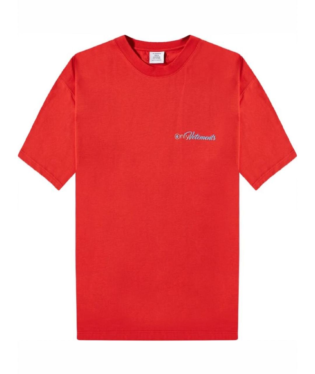 VETEMENTS Красная хлопковая футболка, фото 1