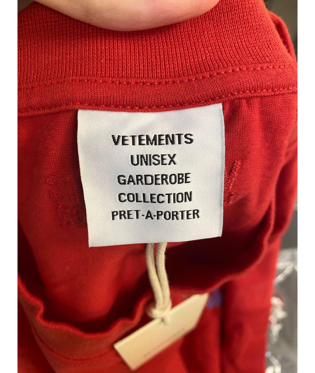 VETEMENTS Красная хлопковая футболка, фото 3