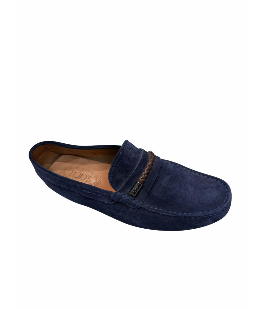 TOD'S Темно-синие замшевые мокасины, фото 1