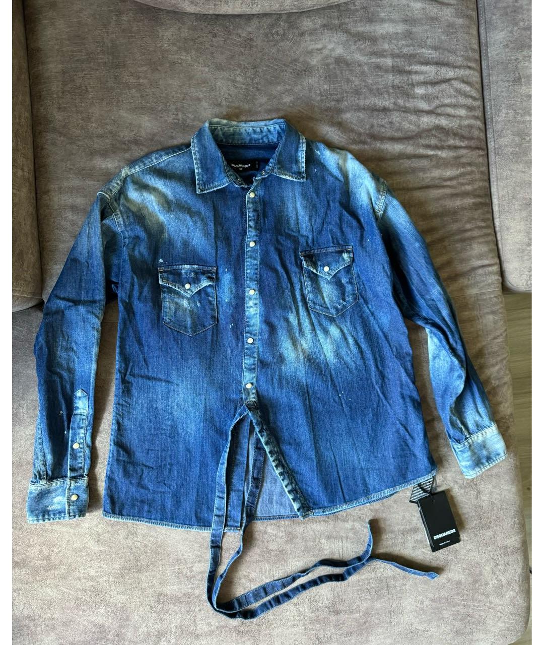 DSQUARED2 Синяя деним рубашка, фото 8