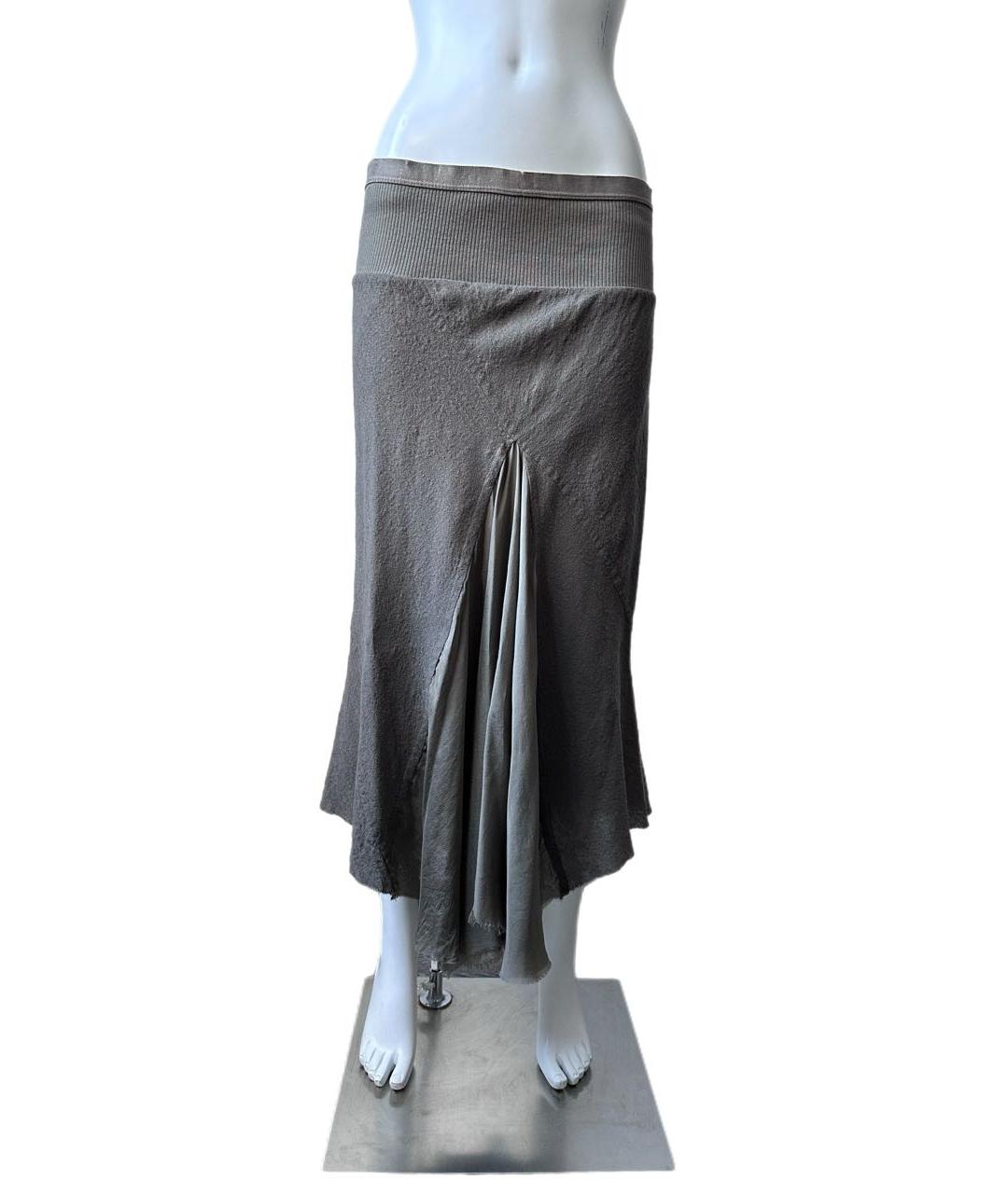 RICK OWENS Антрацитовая шелковая юбка макси, фото 9