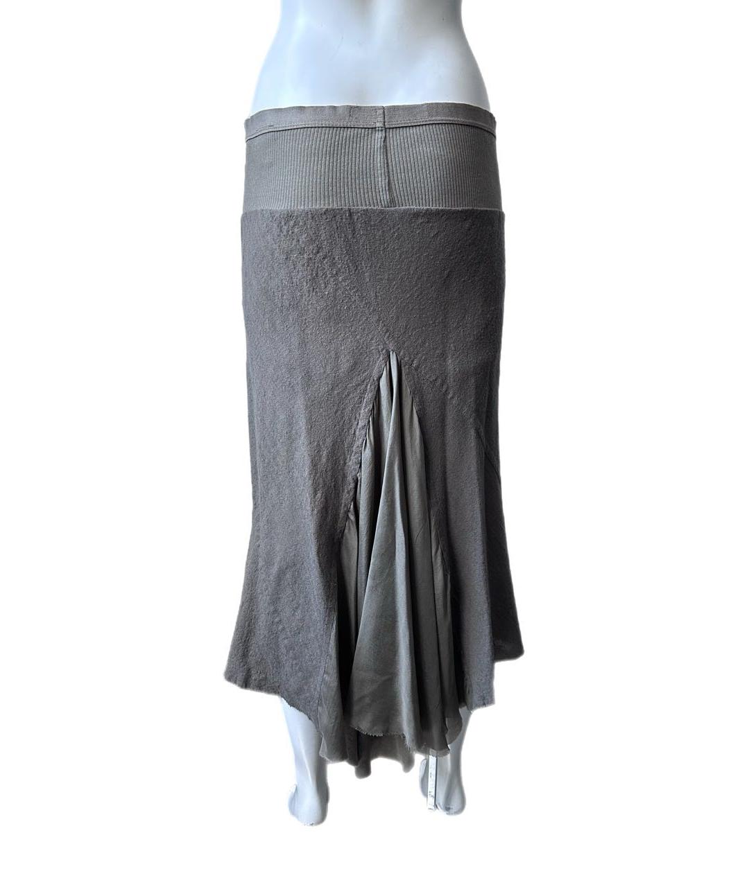 RICK OWENS Антрацитовая шелковая юбка макси, фото 5