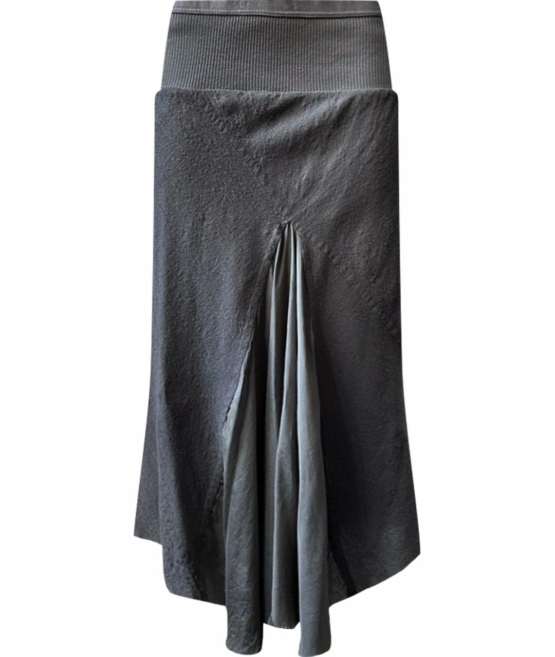 RICK OWENS Антрацитовая шелковая юбка макси, фото 1