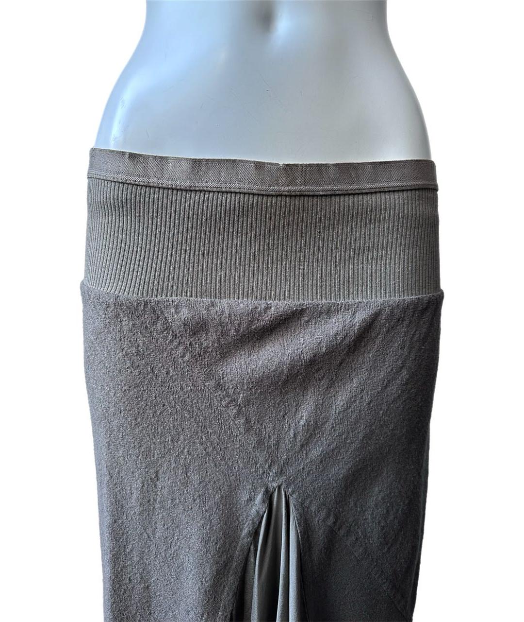 RICK OWENS Антрацитовая шелковая юбка макси, фото 2