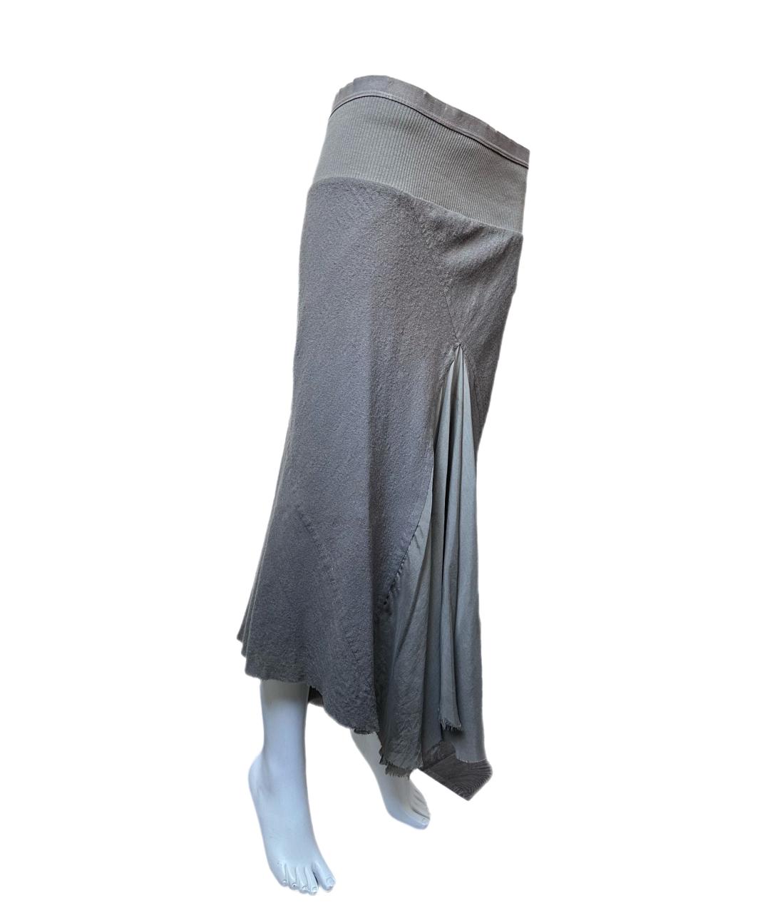 RICK OWENS Антрацитовая шелковая юбка макси, фото 3