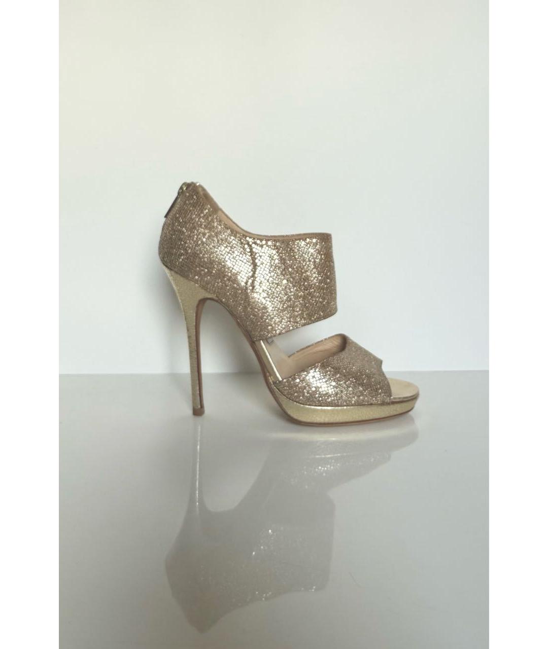 JIMMY CHOO Золотые кожаные босоножки, фото 5