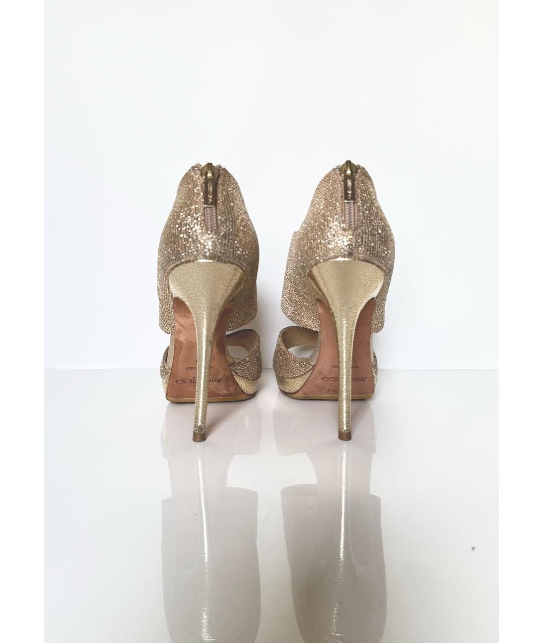 JIMMY CHOO Золотые кожаные босоножки, фото 4