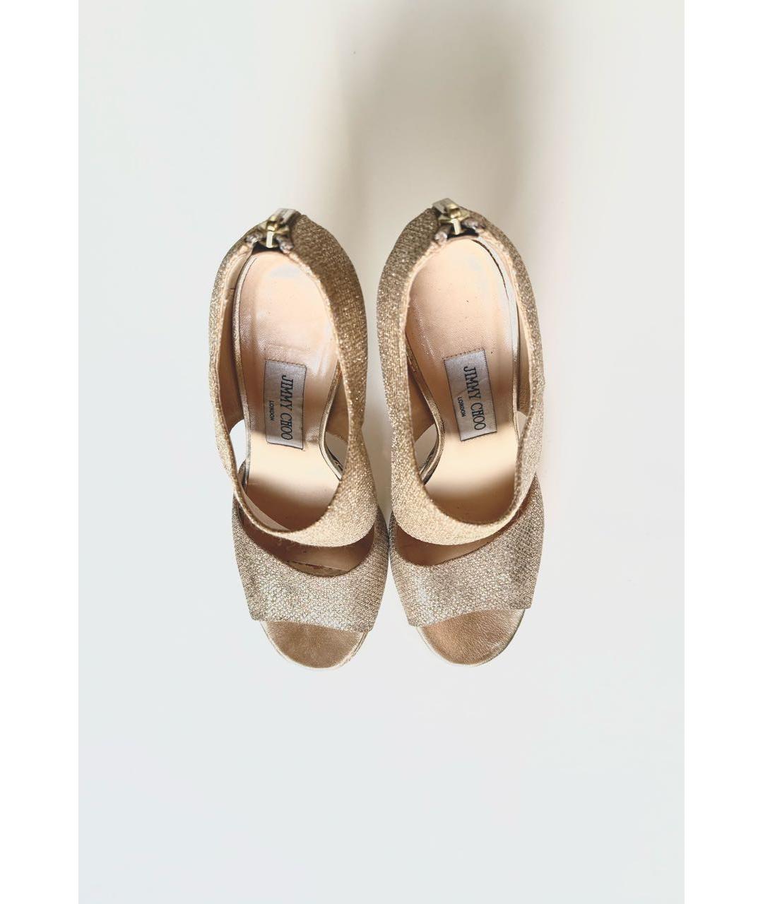 JIMMY CHOO Золотые кожаные босоножки, фото 3