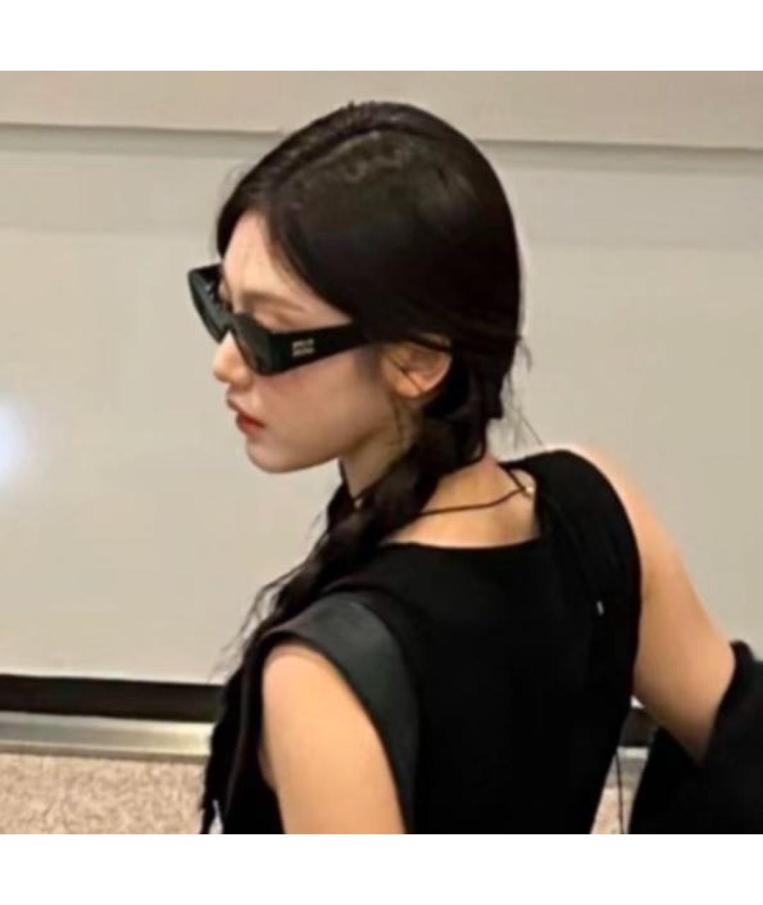MIU MIU Черные пластиковые солнцезащитные очки, фото 4