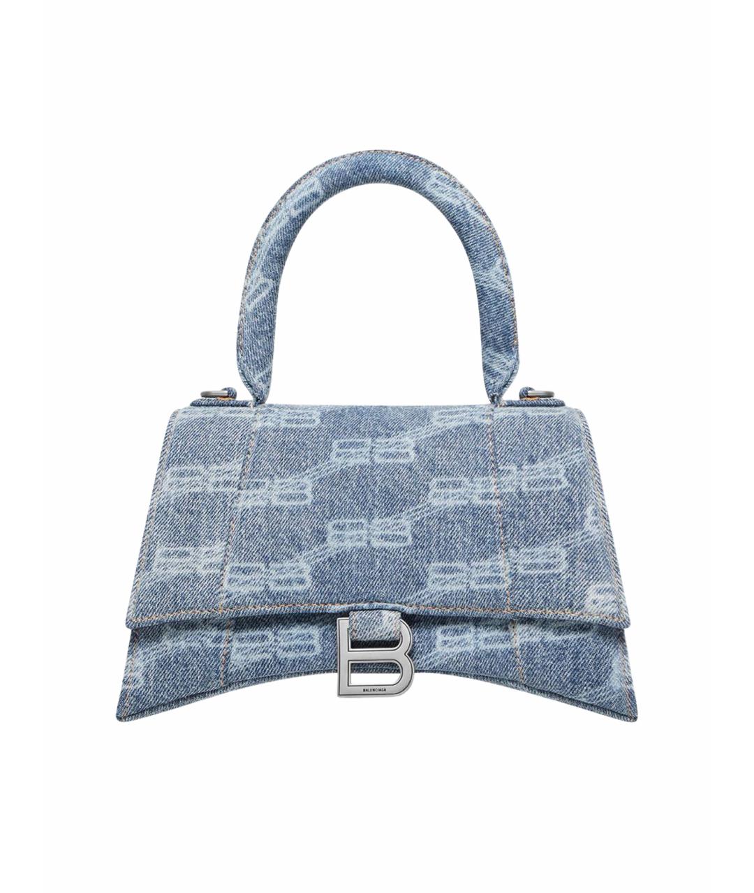 BALENCIAGA Голубая деним сумка с короткими ручками, фото 1