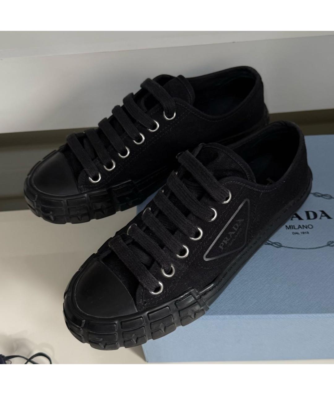 PRADA Черные текстильные кеды, фото 3