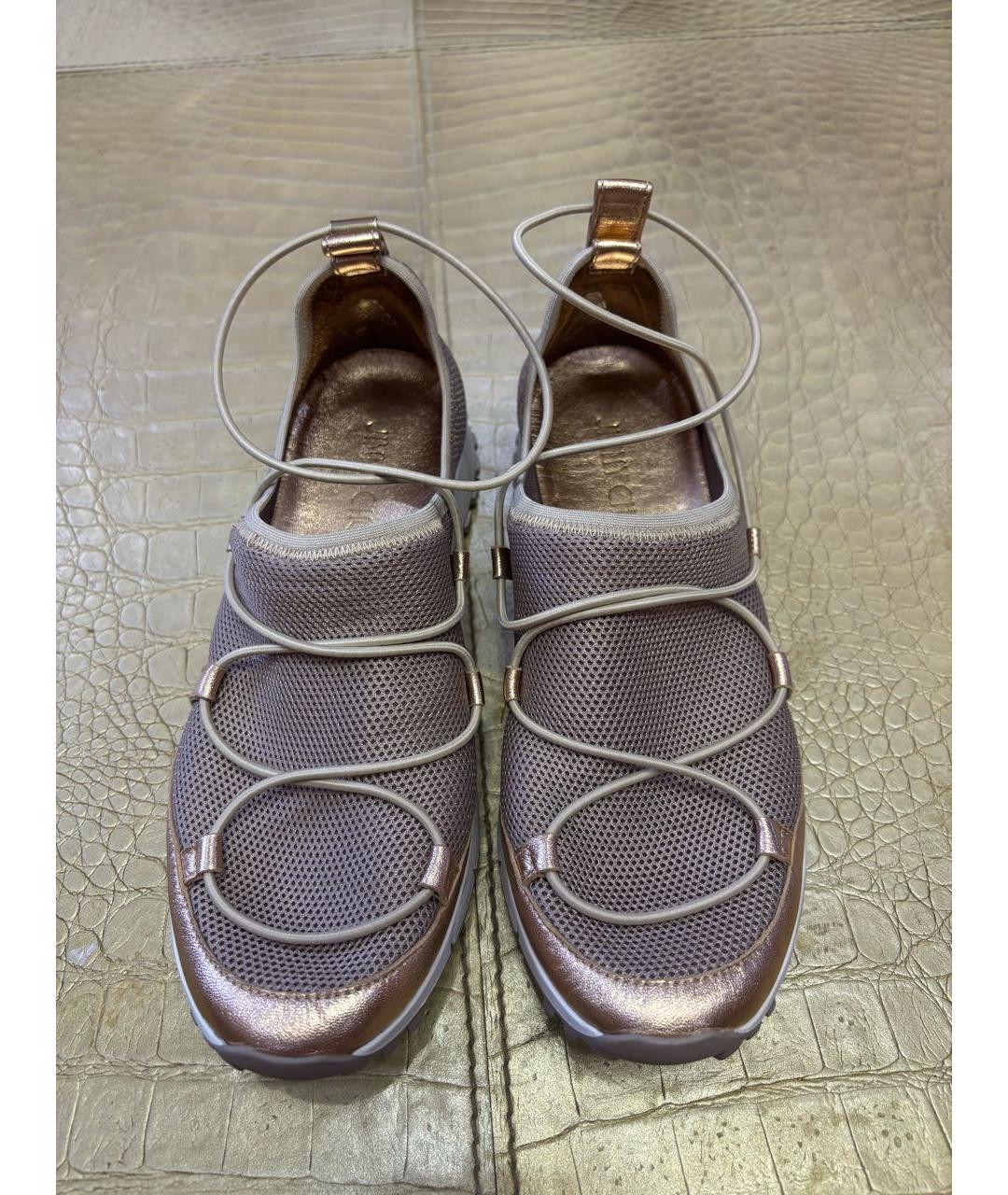 JIMMY CHOO Золотые кожаные кроссовки, фото 2
