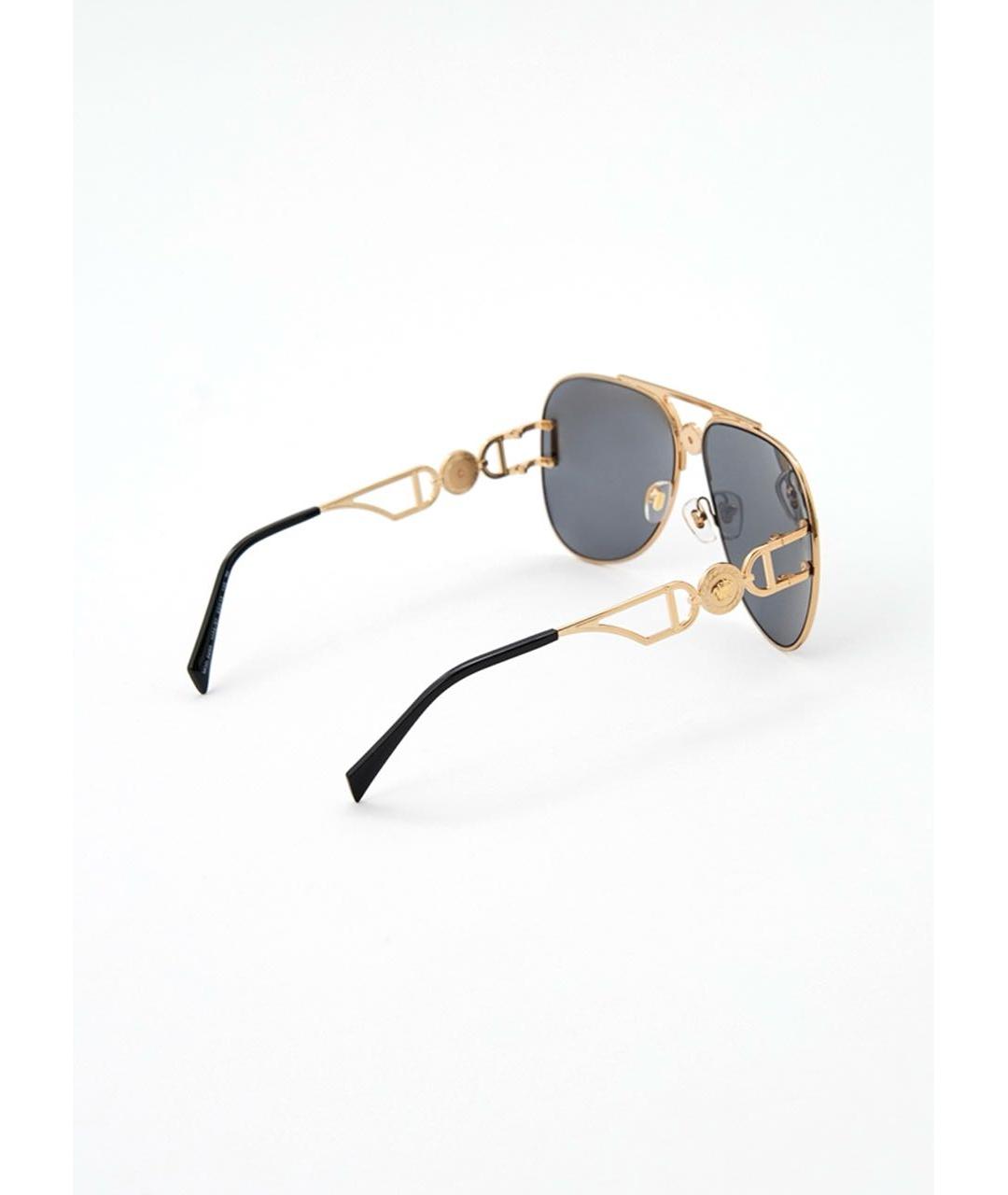 VERSACE Черные металлические солнцезащитные очки, фото 2