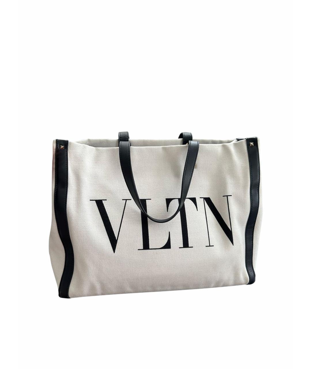 VALENTINO Бежевая тканевая сумка тоут, фото 1