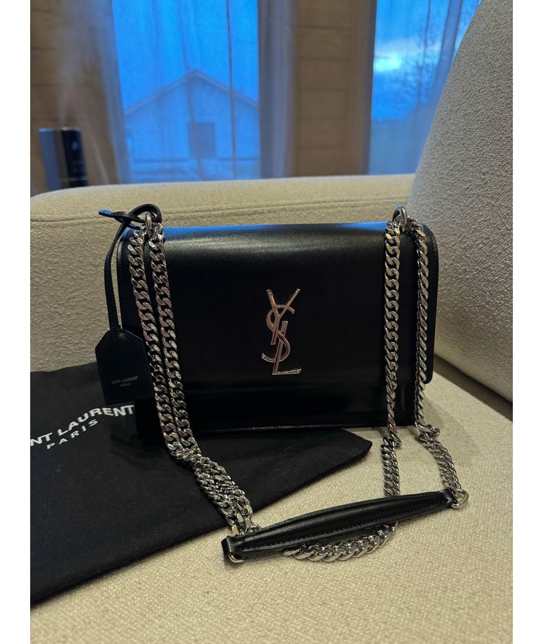 SAINT LAURENT Черная кожаная сумка через плечо, фото 9