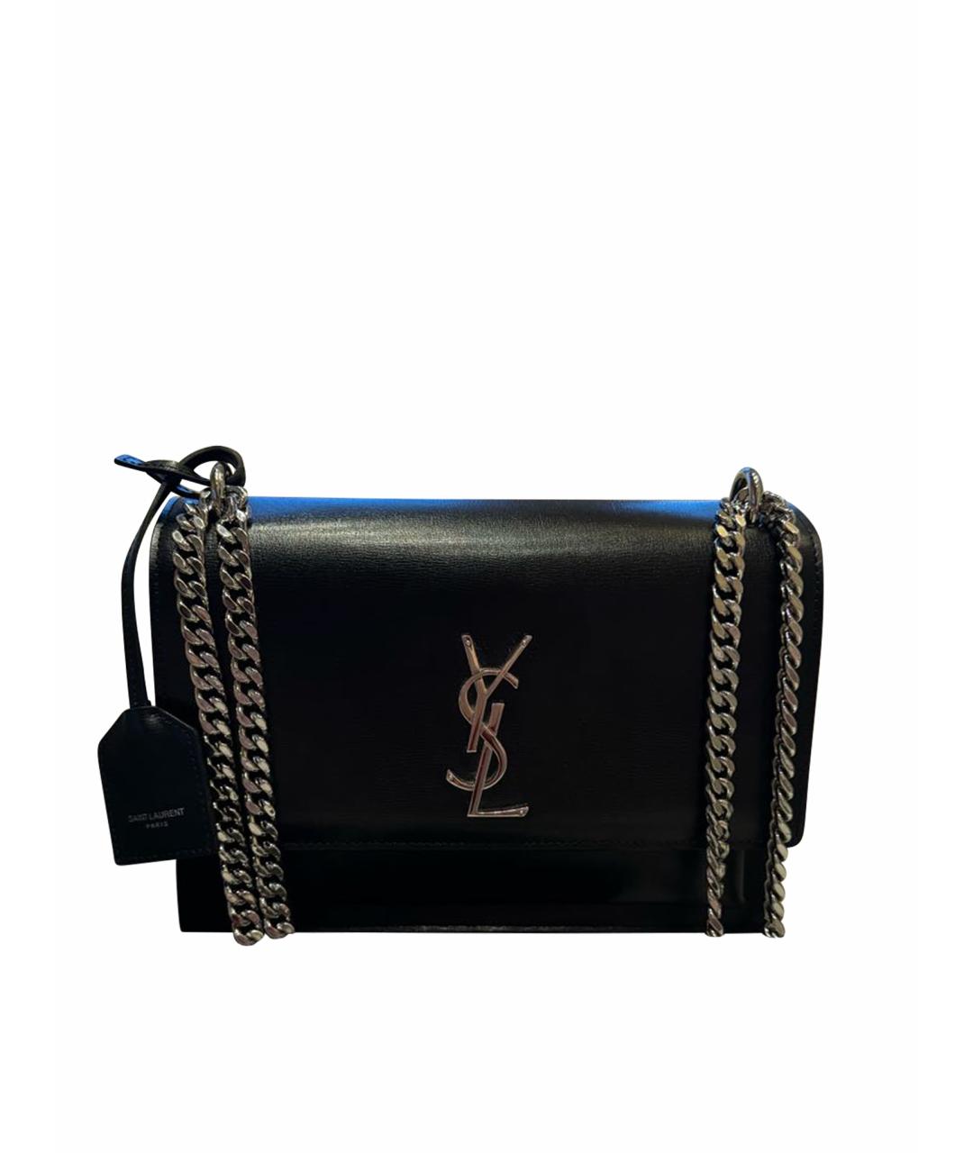 SAINT LAURENT Черная кожаная сумка через плечо, фото 1