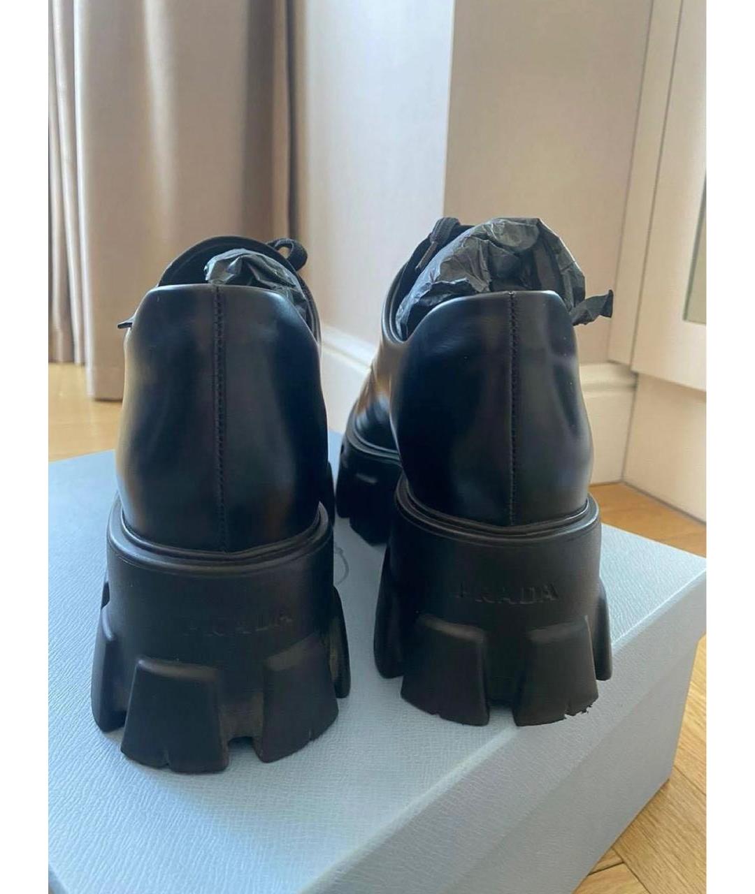 PRADA Черные кожаные брогги и оксфорды, фото 3