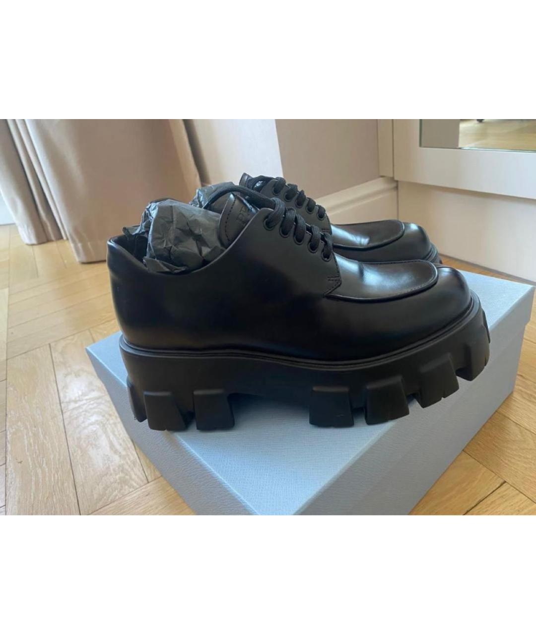 PRADA Черные кожаные брогги и оксфорды, фото 2