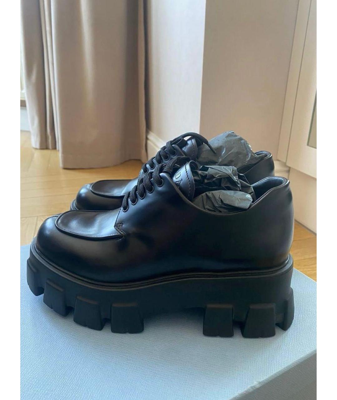 PRADA Черные кожаные брогги и оксфорды, фото 4