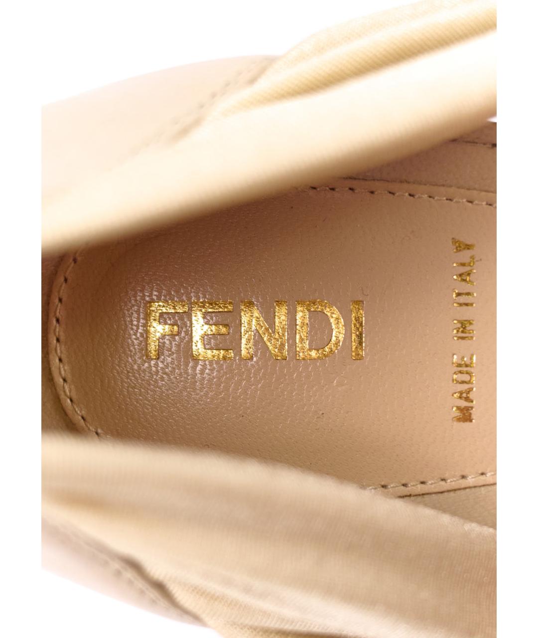 FENDI Бежевые кожаные туфли, фото 5