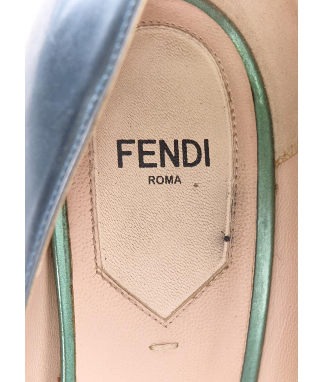 FENDI Голубые кожаные туфли, фото 5