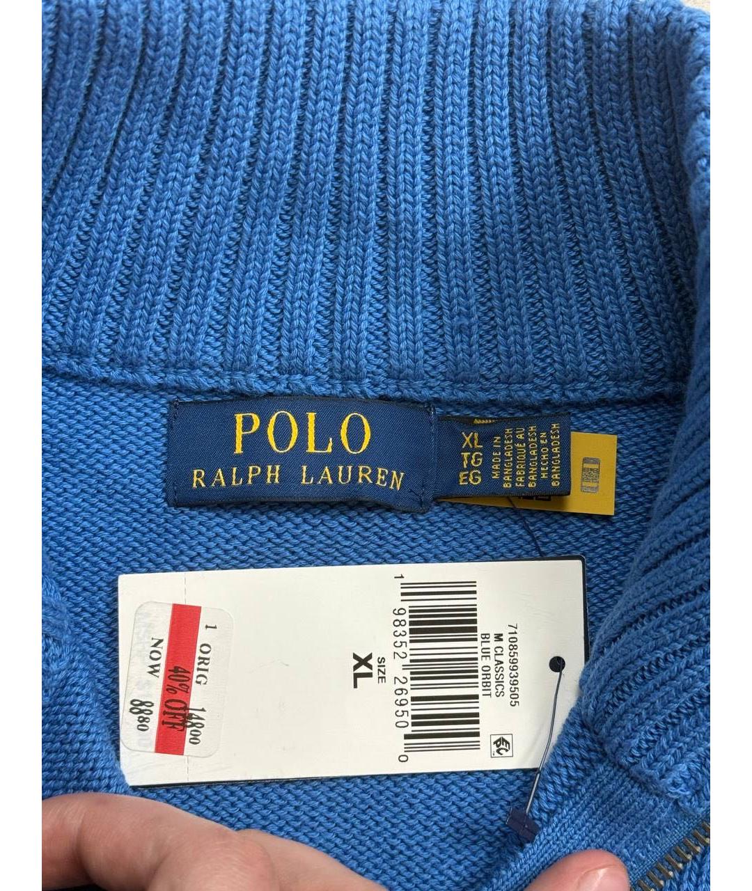 POLO RALPH LAUREN Темно-синий хлопковый джемпер / свитер, фото 5