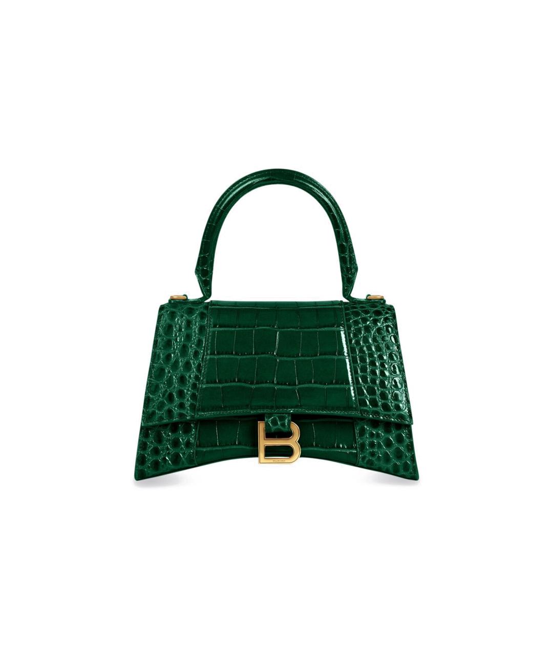 BALENCIAGA Зеленая сумка с короткими ручками из лакированной кожи, фото 1