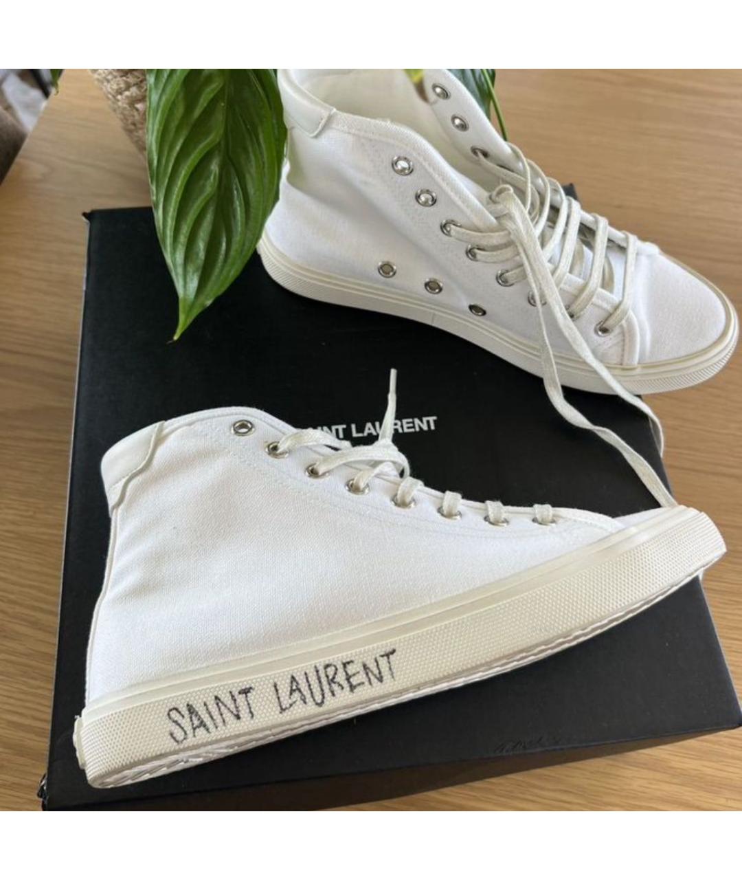 SAINT LAURENT Белые текстильные кеды, фото 6