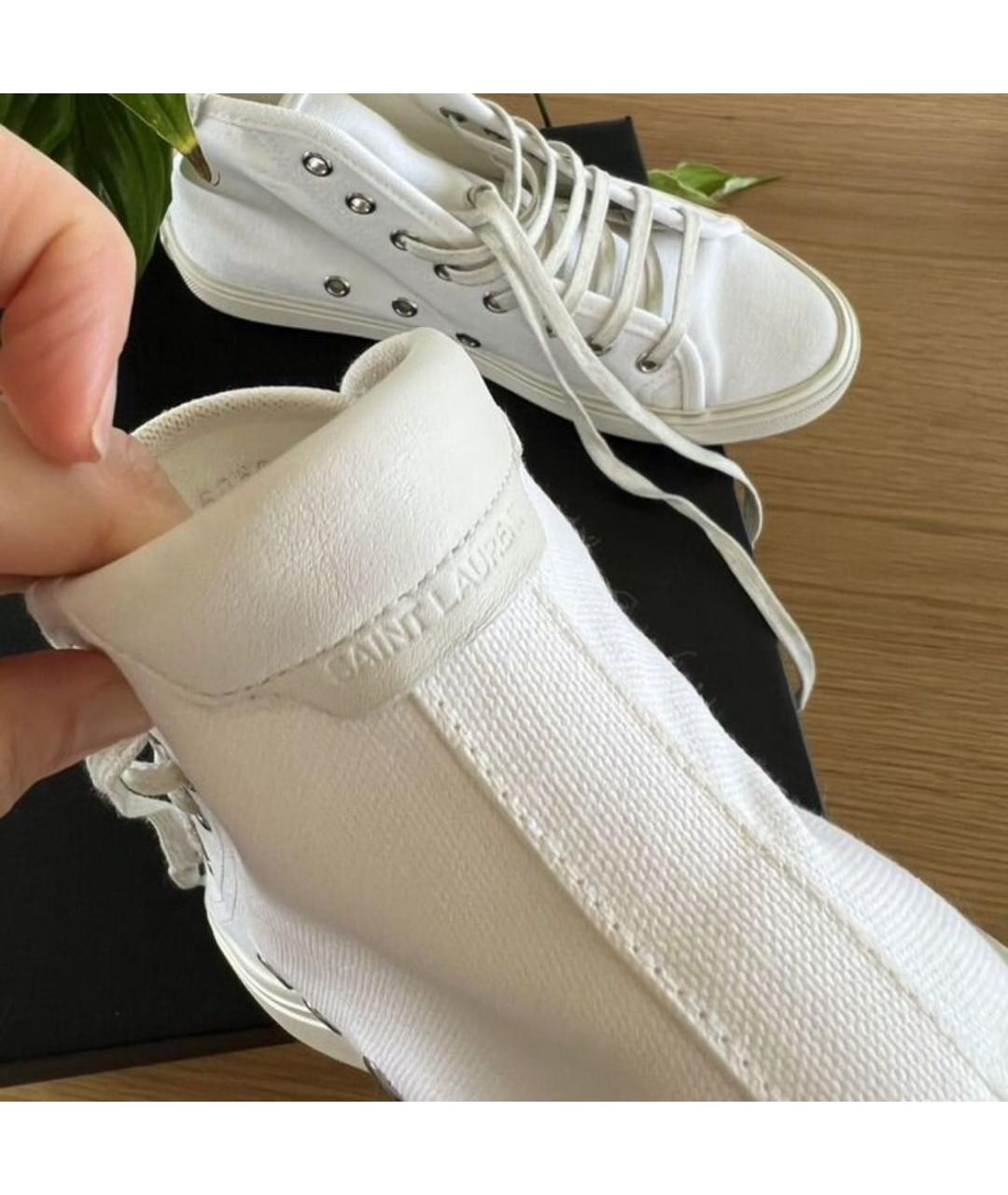 SAINT LAURENT Белые текстильные кеды, фото 3