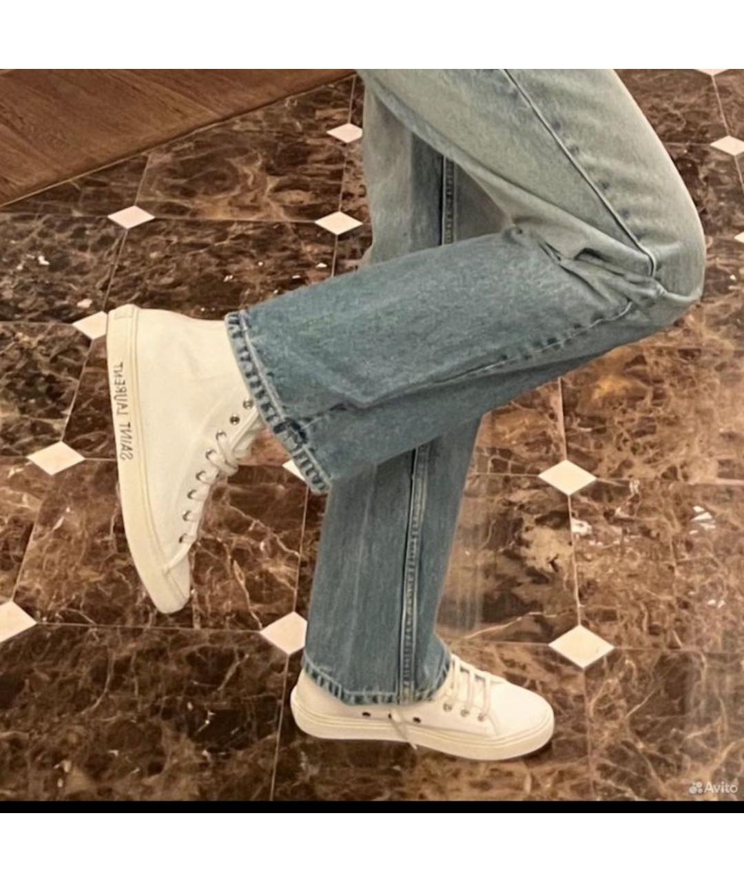 SAINT LAURENT Белые текстильные кеды, фото 5