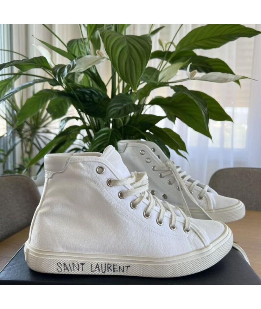 SAINT LAURENT Белые текстильные кеды, фото 4