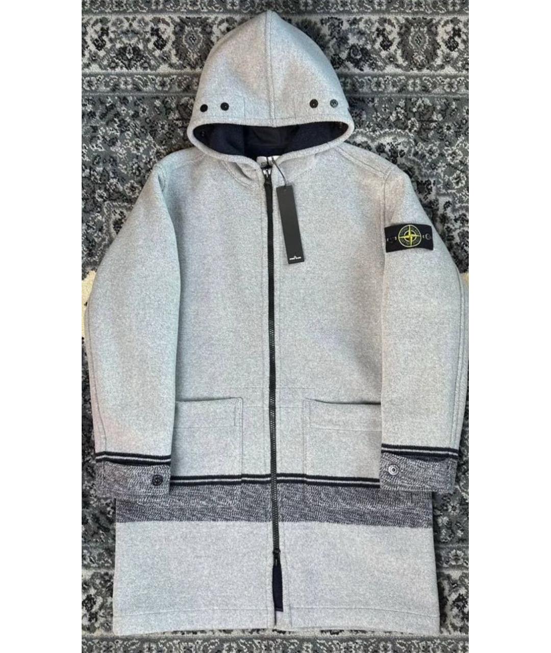 STONE ISLAND Серое шерстяное пальто, фото 6