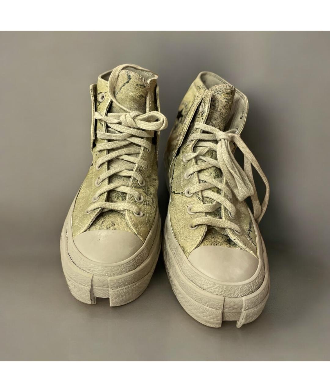 CONVERSE Хаки кожаные высокие кроссовки / кеды, фото 2