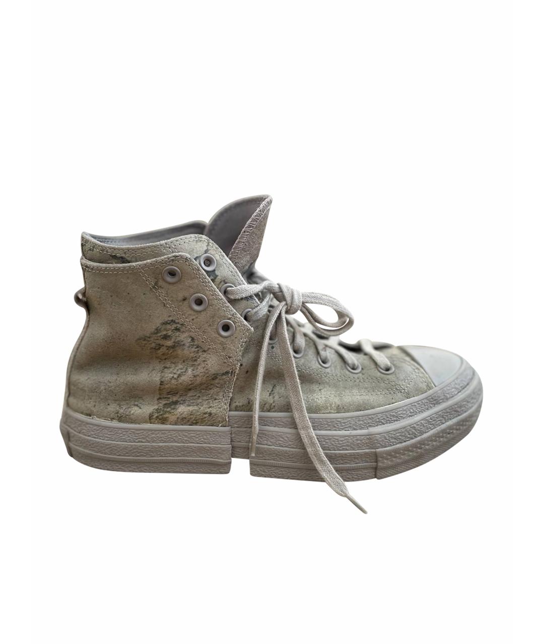 CONVERSE Хаки кожаные высокие кроссовки / кеды, фото 1