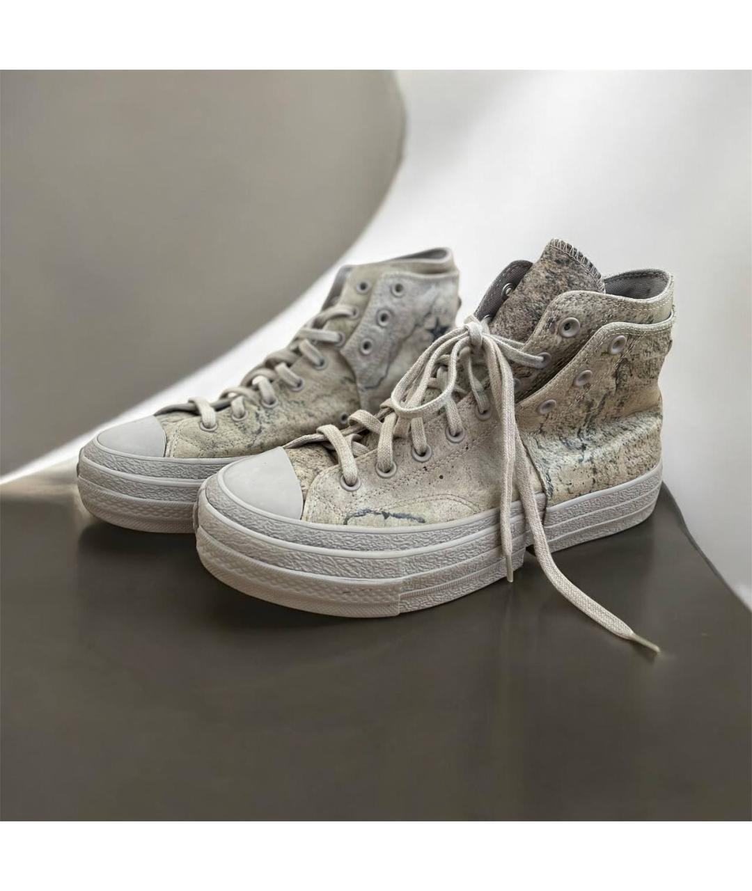CONVERSE Хаки кожаные высокие кроссовки / кеды, фото 6