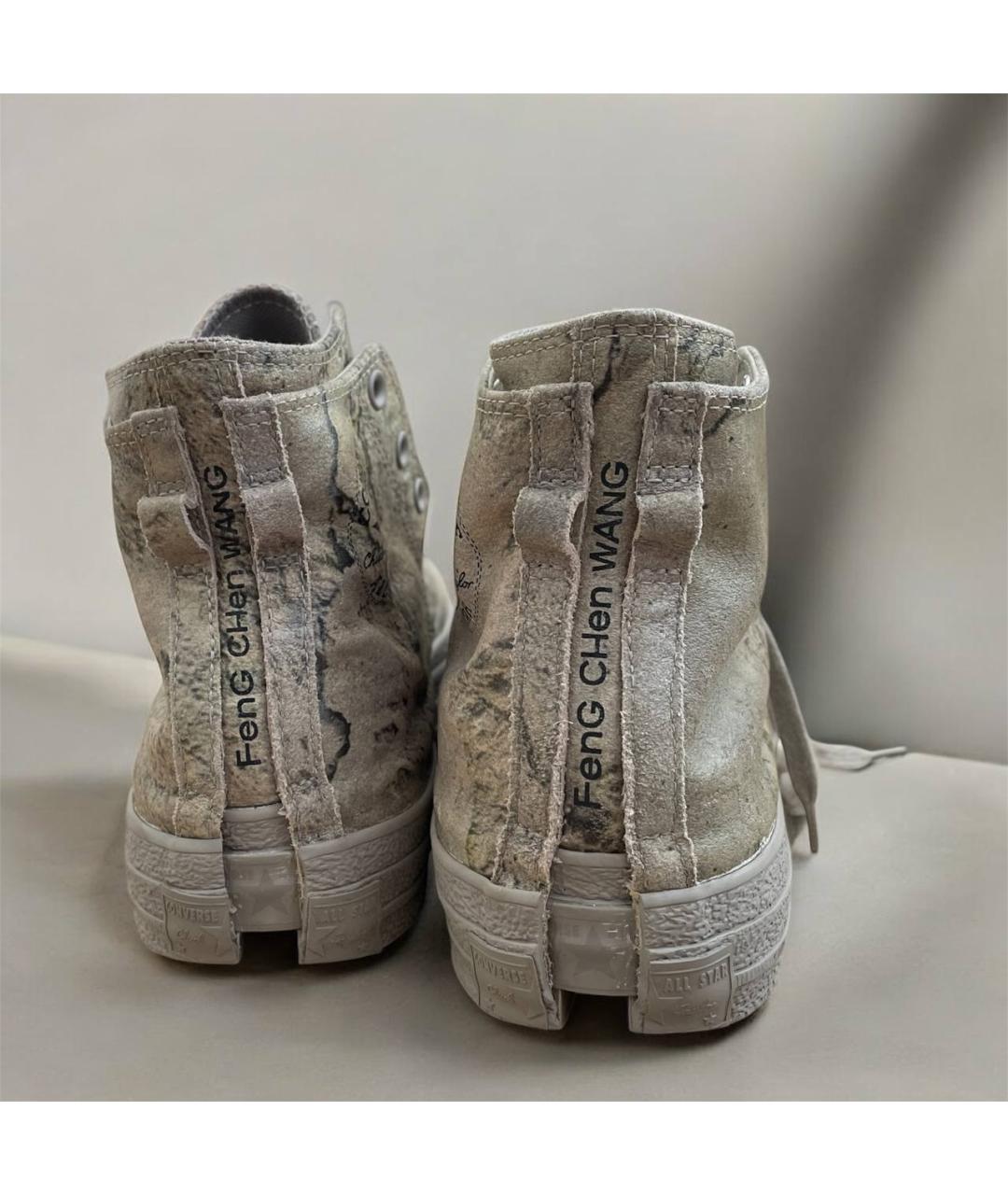 CONVERSE Хаки кожаные высокие кроссовки / кеды, фото 4