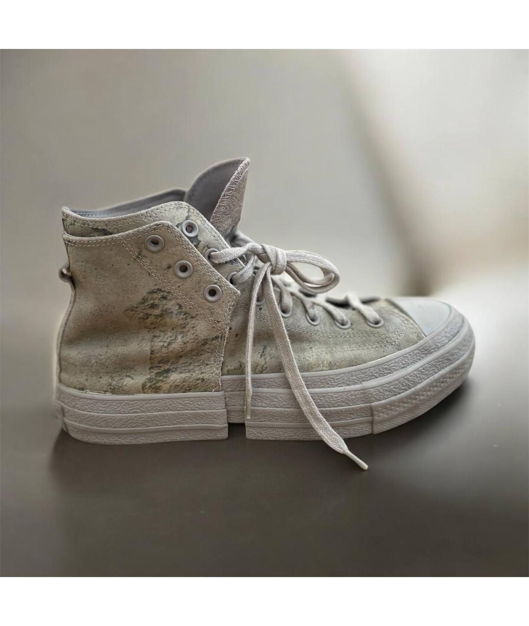 CONVERSE Хаки кожаные высокие кроссовки / кеды, фото 8