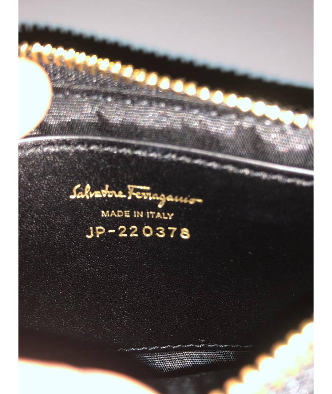 FERRAGAMO Черный кожаный кардхолдер, фото 4