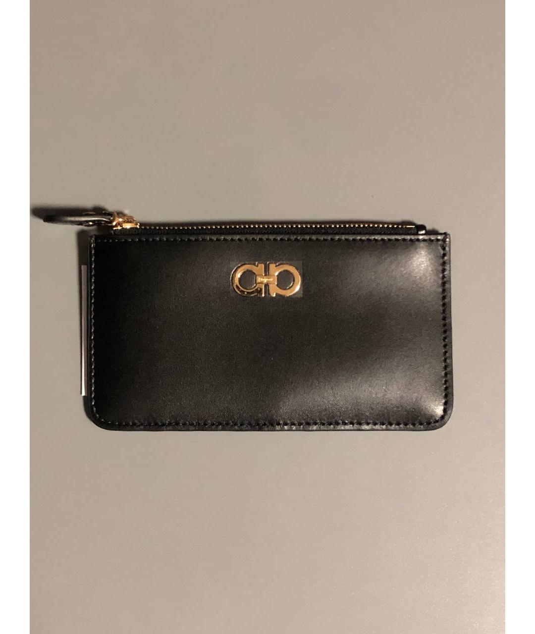 FERRAGAMO Черный кожаный кардхолдер, фото 2