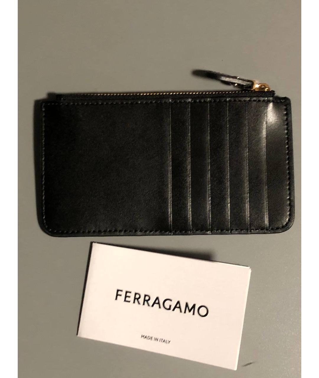 FERRAGAMO Черный кожаный кардхолдер, фото 3