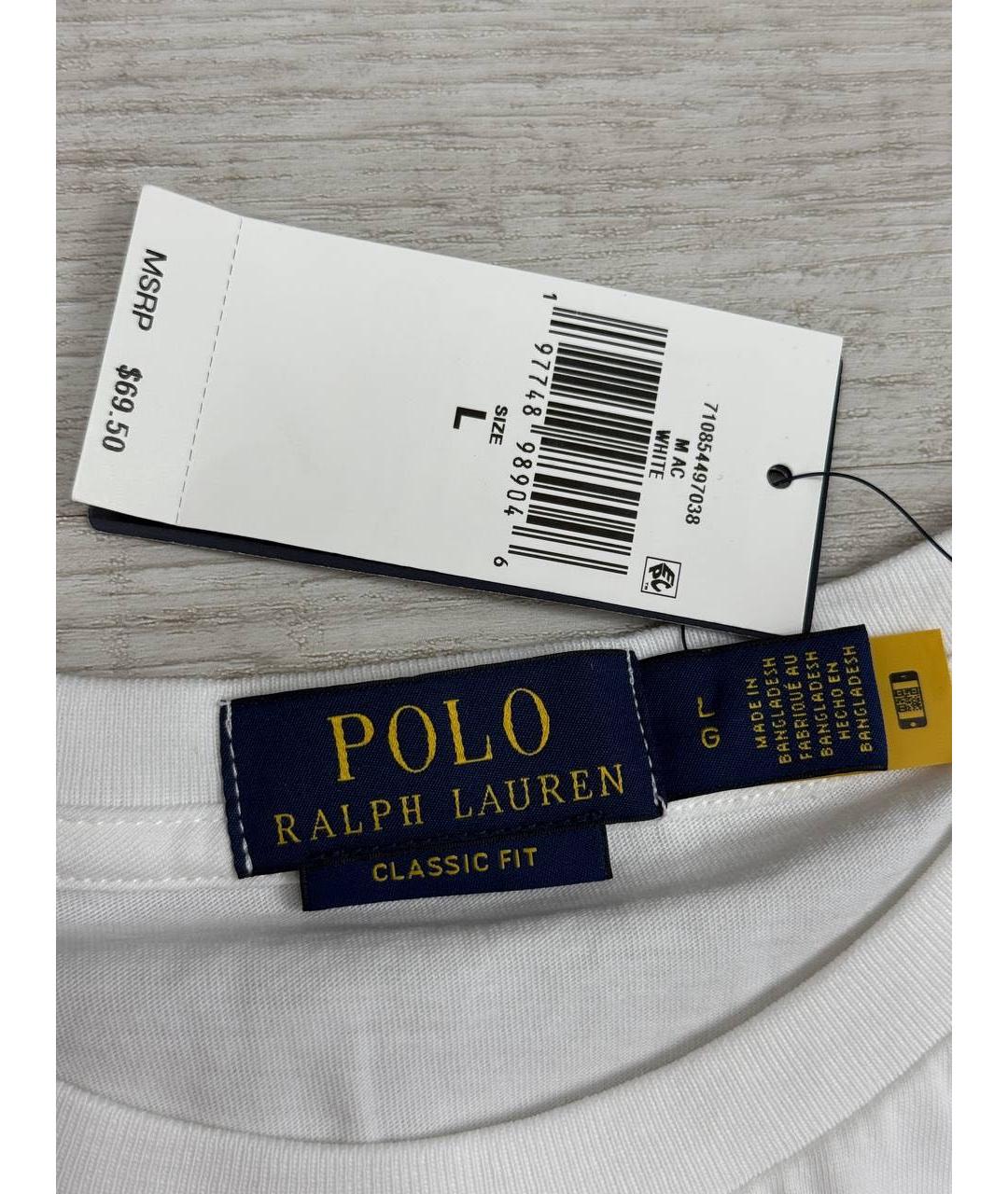 POLO RALPH LAUREN Белая хлопковая футболка, фото 3