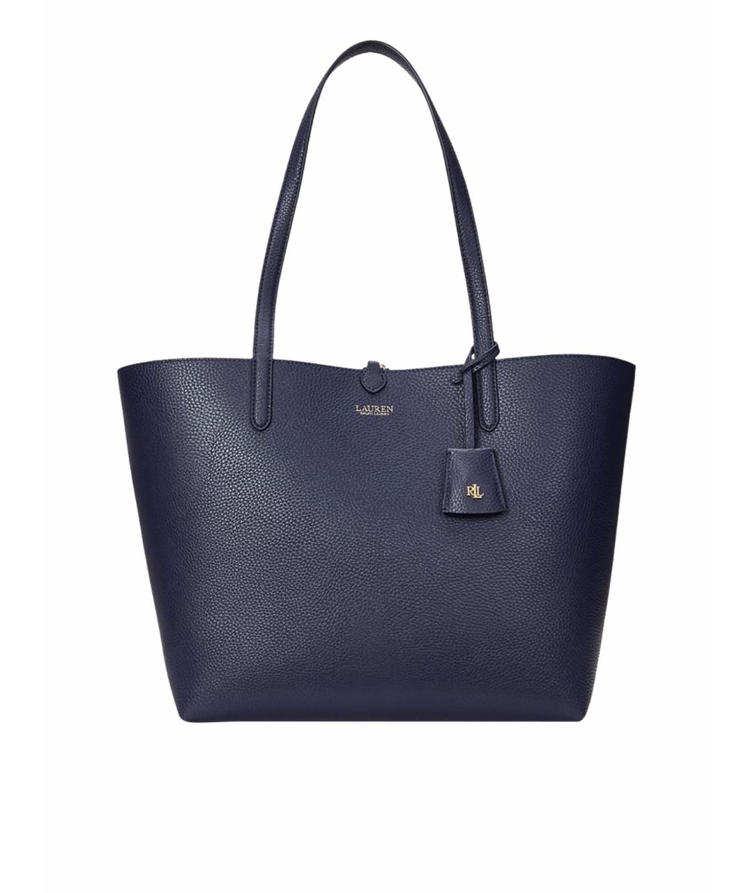 RALPH LAUREN Темно-синяя сумка тоут из искусственной кожи, фото 1
