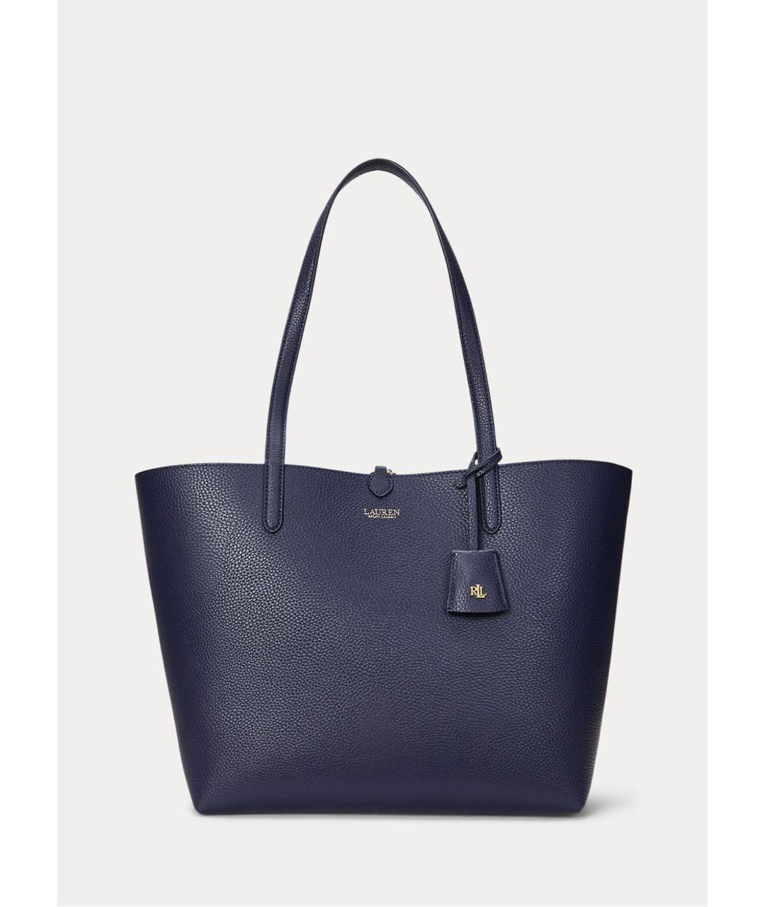 RALPH LAUREN Темно-синяя сумка тоут из искусственной кожи, фото 6